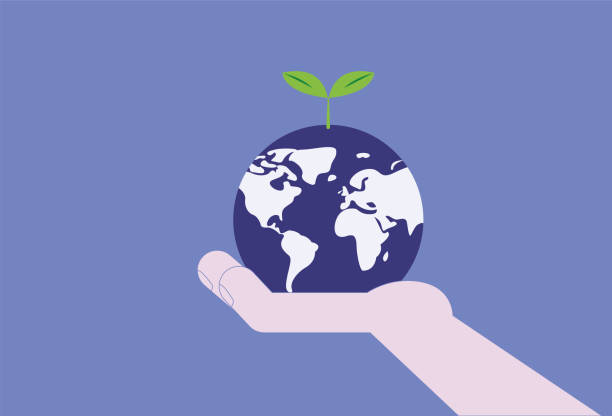 holding the earth with hands, environmental protection concept illustration - 智慧農(nóng)業(yè) 幅插畫檔、美工圖案、卡通及圖標